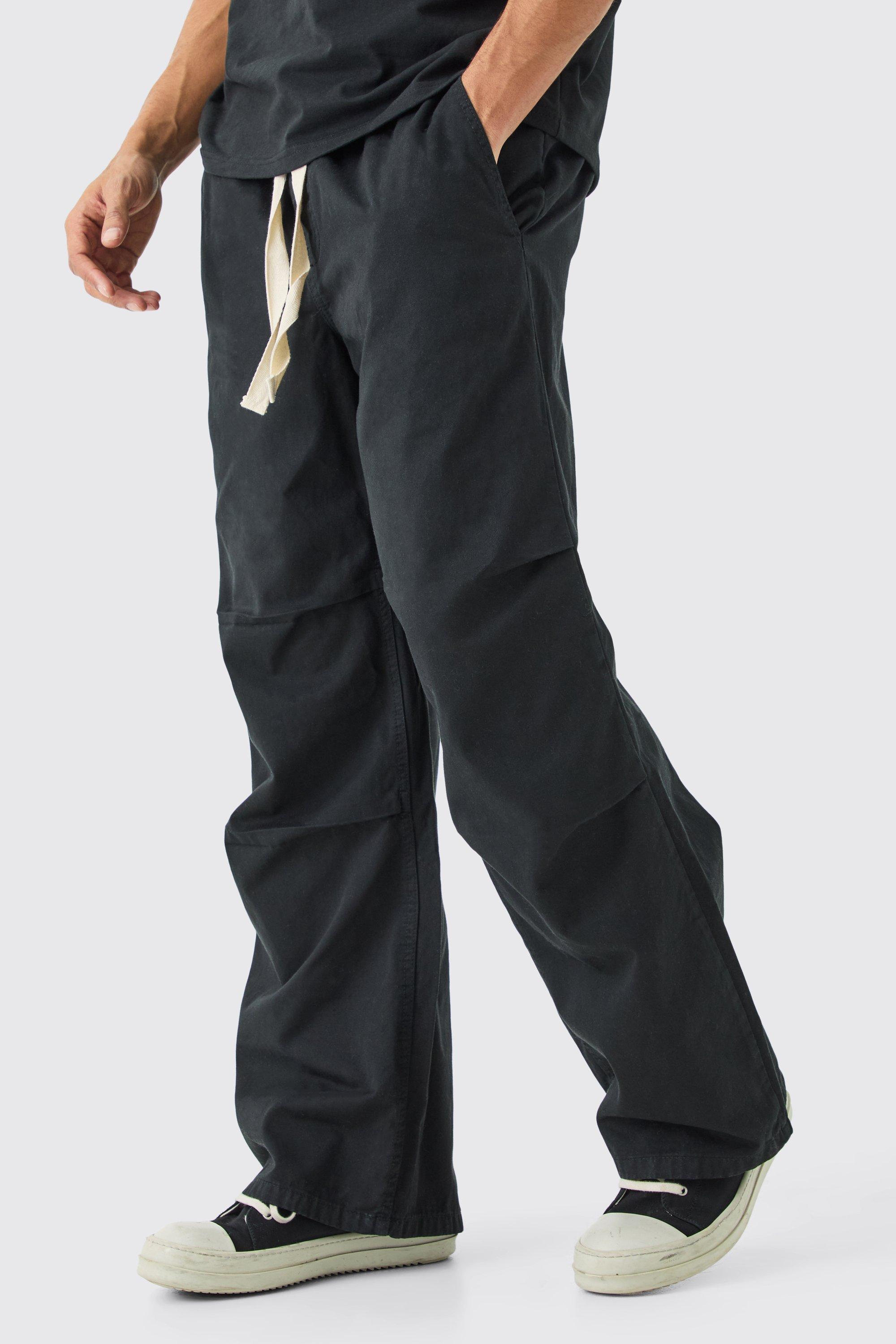 Boohoo Contrasterende Baggy Broek Met Elastische Taille En Touwtjes, Black