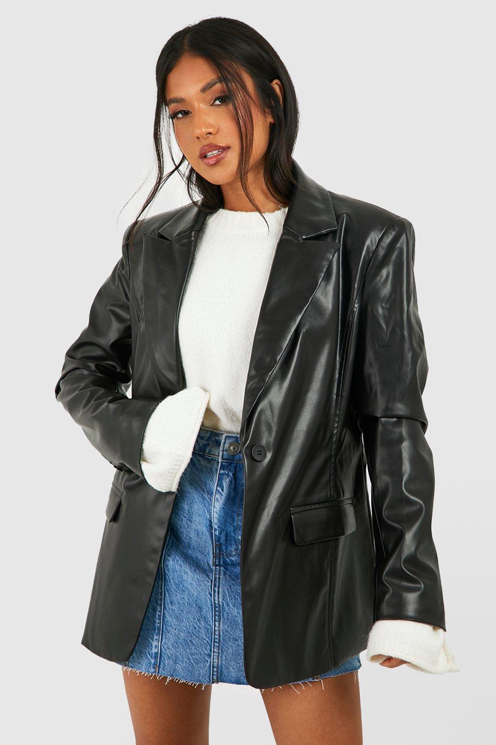 Boohoo Petite Getailleerde Nepleren Blazer, Black