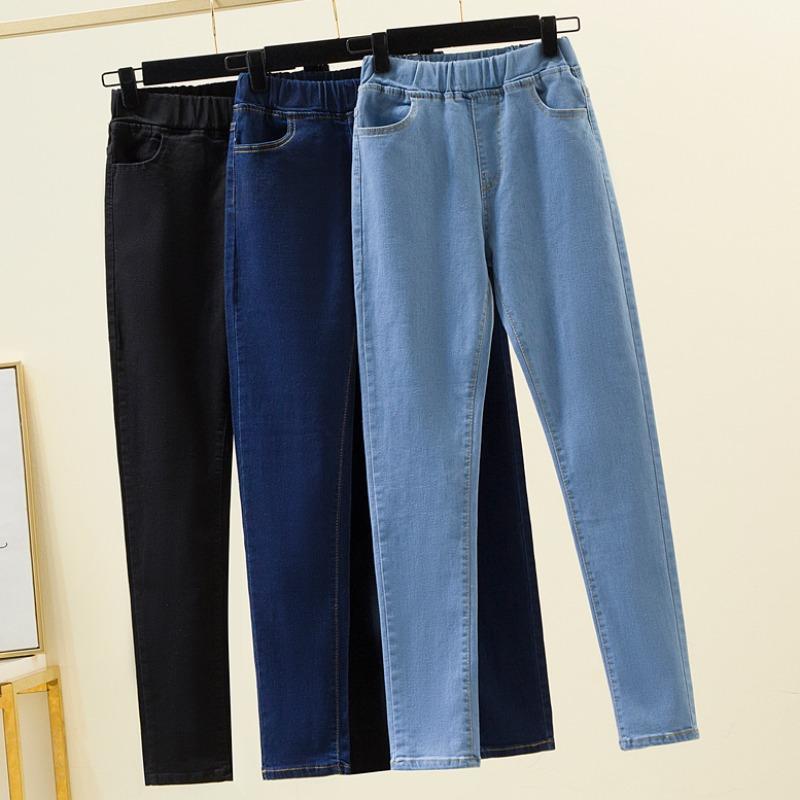 Lucky Black Cat Vrouwen Jeans Vrouwelijke Potlood Elastische Basis Blauwe Hoge Taille Broek Plus Size Denim Broek S blauw
