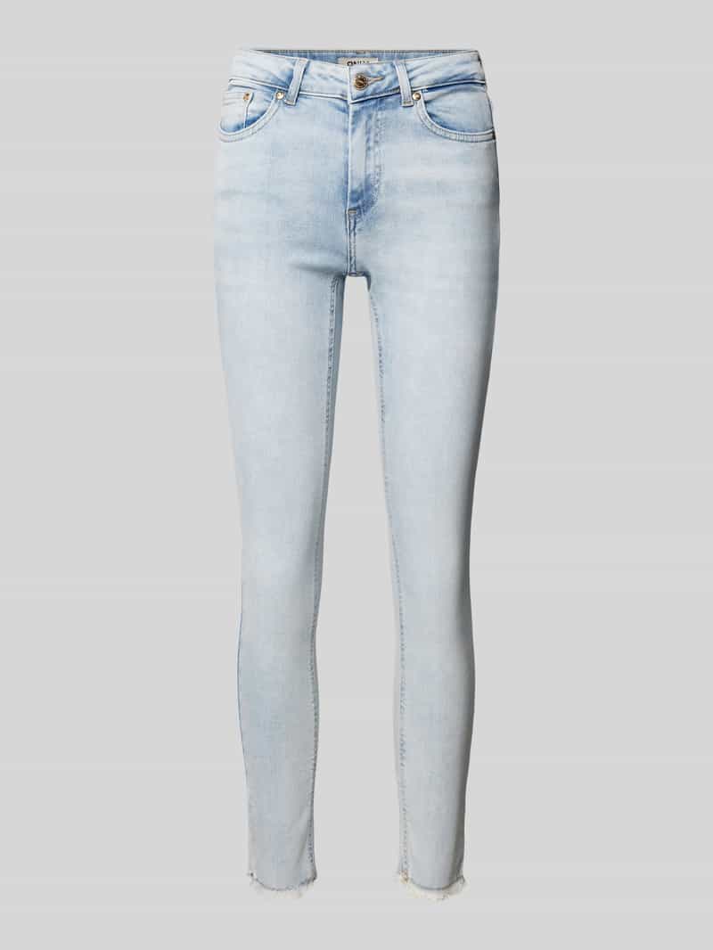 Only Ankle jeans ONLBLUSH MID SK ANK RAW met iets gerafelde voetzoom