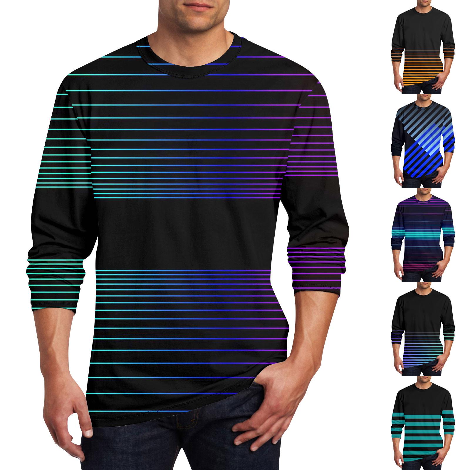 Ximalaya Heren T-shirt O-hals Kleding Kleding Buiten Lange Mouw Print Modeontwerper Vintage XXL сyaan