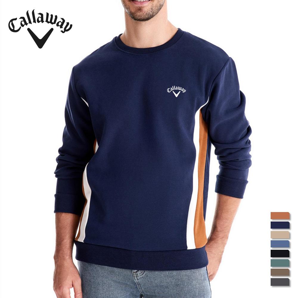 Callaway Geborduurde Herfst Nieuwe Heren Lange Mouw Patchwork Hoodie Heren Casual Slim Fit Ronde Hals Sport Pullover S