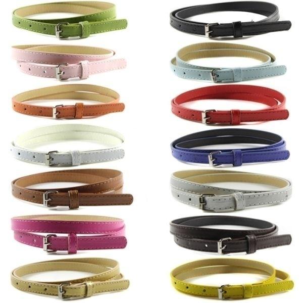 BOOSKU Riemen voor dames Meerkleurige dunne magere kunstleren tailleband Casual riemen wit