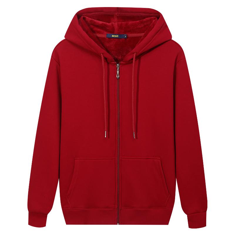 LOVE YOURSELF PLEASE Herfst en winter Plus Casual mode-sporthoodies met rits voor heren L rood