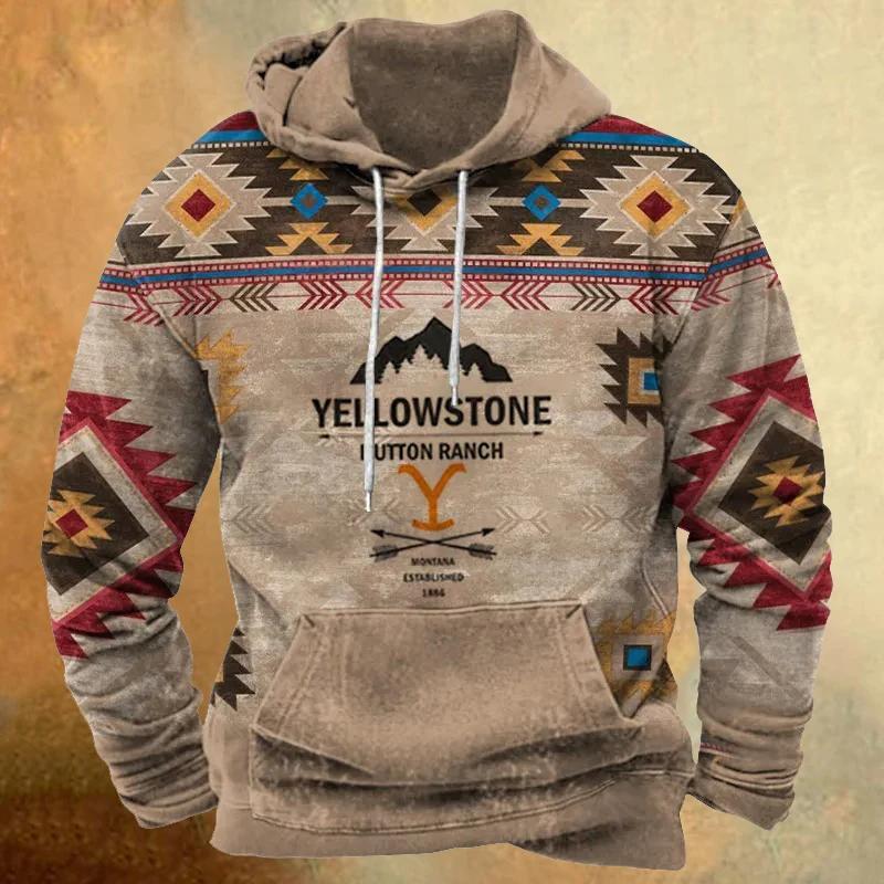 Bobby 2 Herfst Heren Hoodie Lange Mouw Sweatshirt Vintage Yellowstone National Park Print Oversized Y2k Kleding Mode Hoodis Voor Heren S