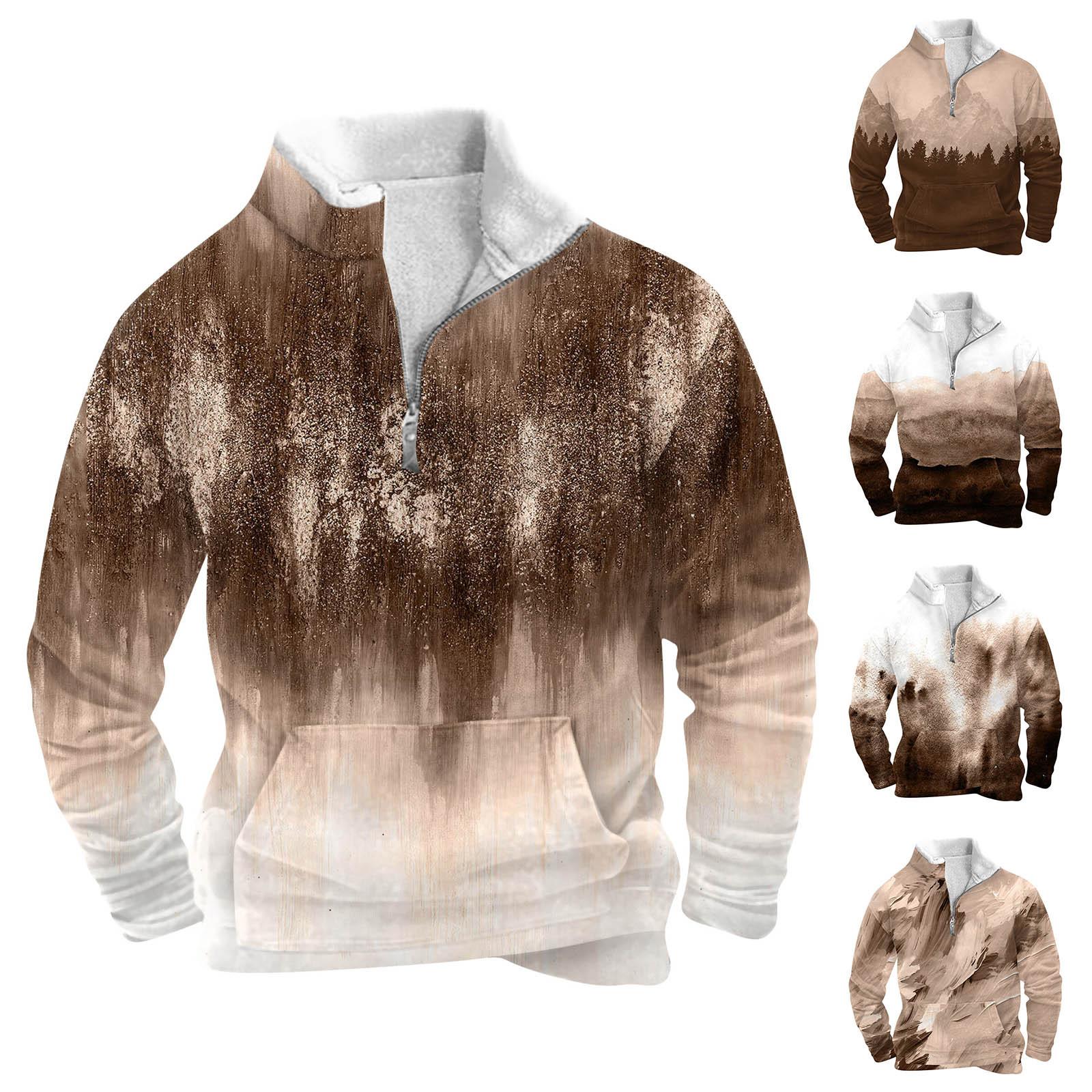 YiGeiWoLiGiaoGiao Lente en herfst herensweatshirt met staande kraag is outdoor casual truien tops XL kameel