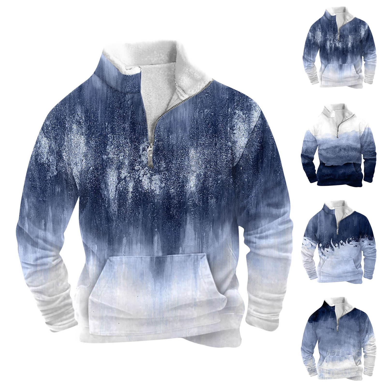 YiGeiWoLiGiaoGiao Lente en herfst herensweatshirt met staande kraag is outdoor casual truien tops M blauw