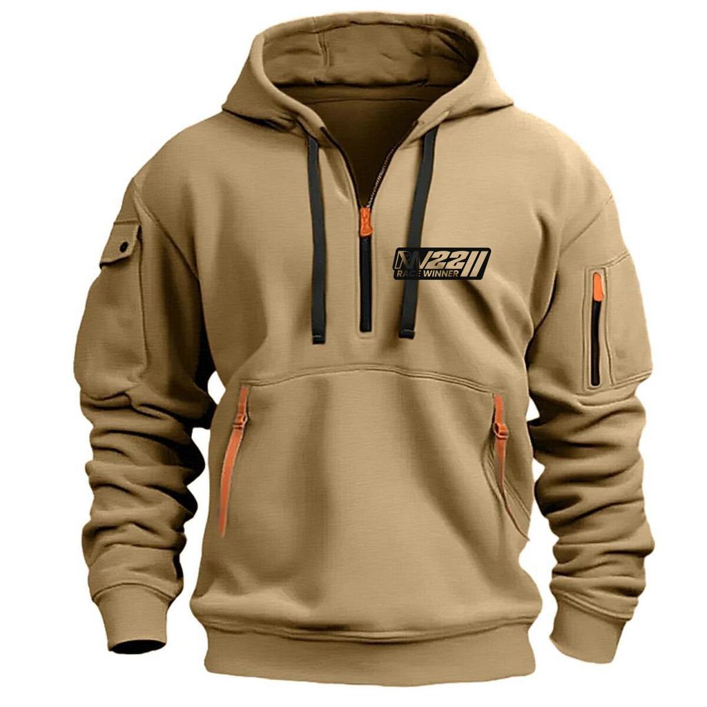 WowClassic Fleece Sweatshirt Heren Stand Kraag Halve Rits Lange Mouw Arm Rits Zak Tactische Hoodie Pullover voor Trainingskleding S