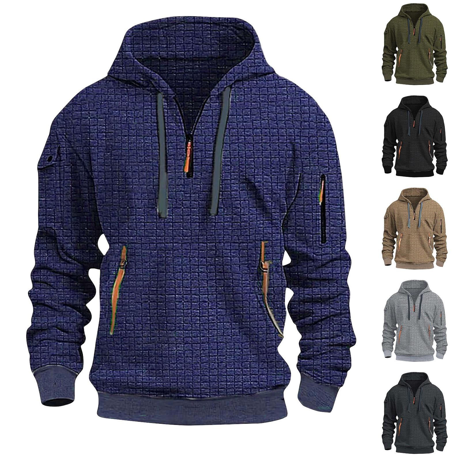 Winnerer Saturn Heren Sweatshirt Hoodie Rits Arm Zak Cardigan Heren Sport Grote Maat Casual Hoodie L legergroene kleur