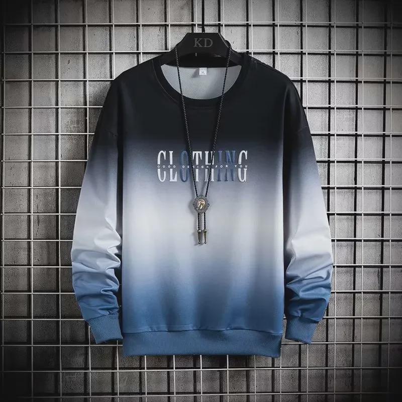 VantaGoods Heren Japanse Gradient Long-Sleeve Sweatshirt, Trendy Loose-Fit Hong Kong Stijl voor Lente en Herfst 2XL grijze kleur