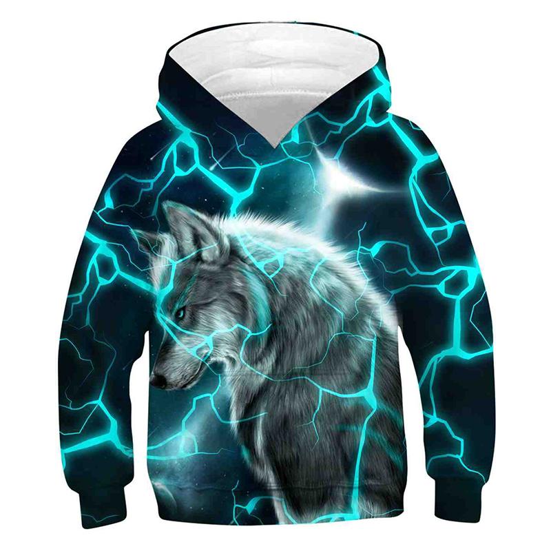 ETST 007 Wolf Kids Hoodie Voor Jongen Pullover Lange Mouw Hoodies Jongens Sweatshirt Dier Wolf 3D Geprinte Jongen Hoodie Tops Kinderkleding 100CM