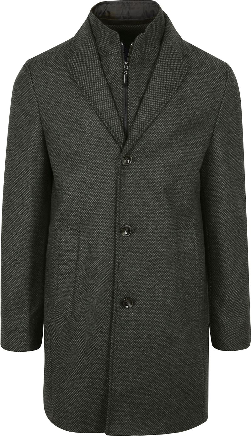 Suitable K150 Coat Wol Blend Ruit Donkergroen