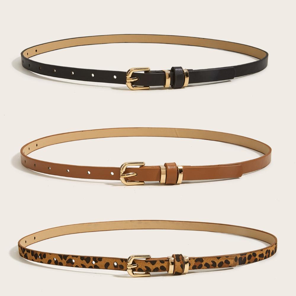 Renran 1.3 cm Wide Thin Belt Needle Buckle Leopard Waistband Simple Women's Belt  Gift leopard print-1pc