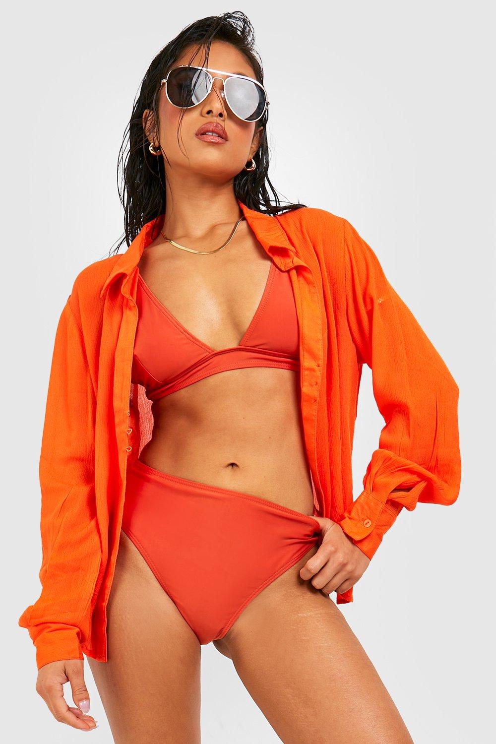 Boohoo Petite Driehoekige Essentials Bikini Top Met Laag Decolleté, Red