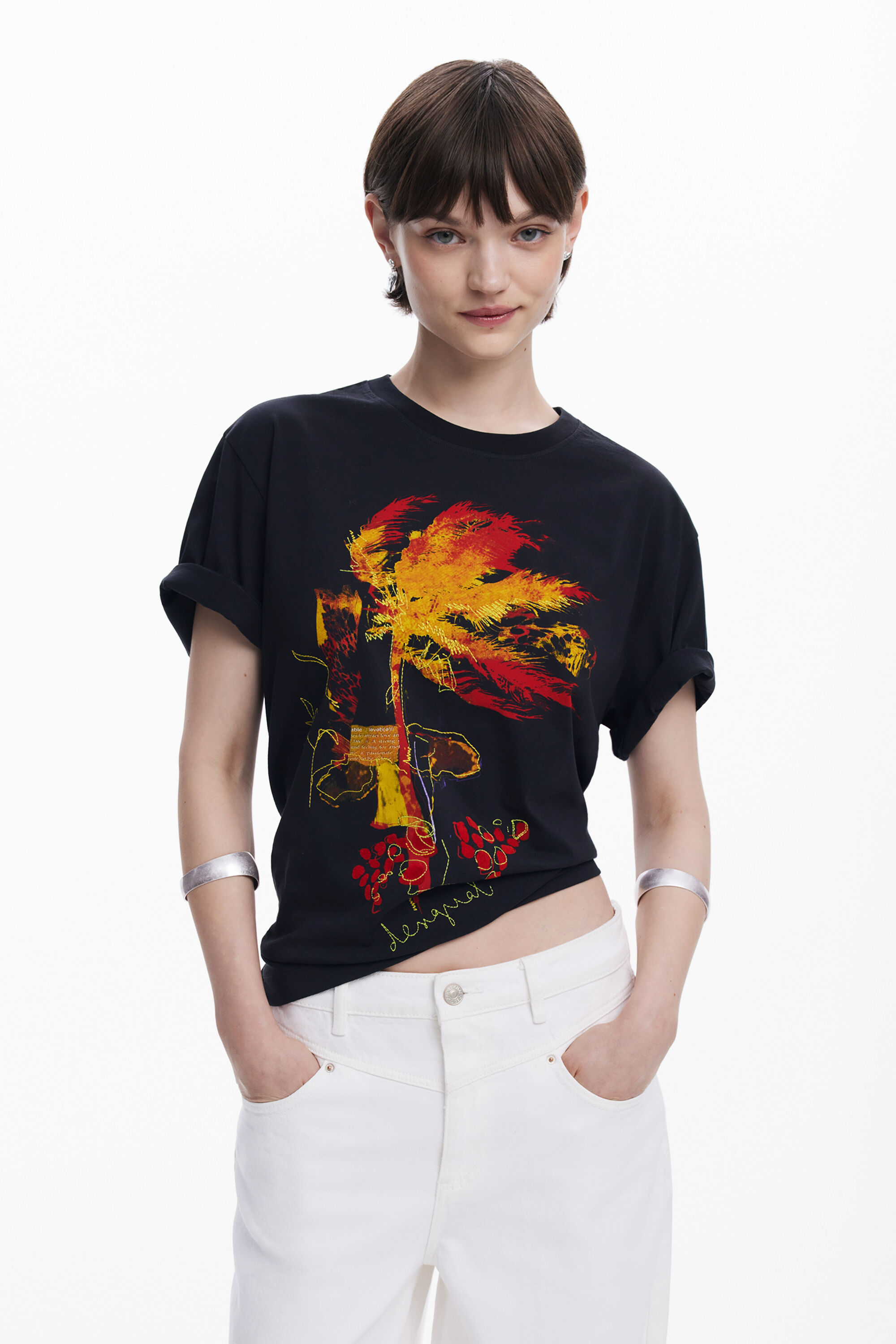 Desigual Palmboom T-shirt - BLACK