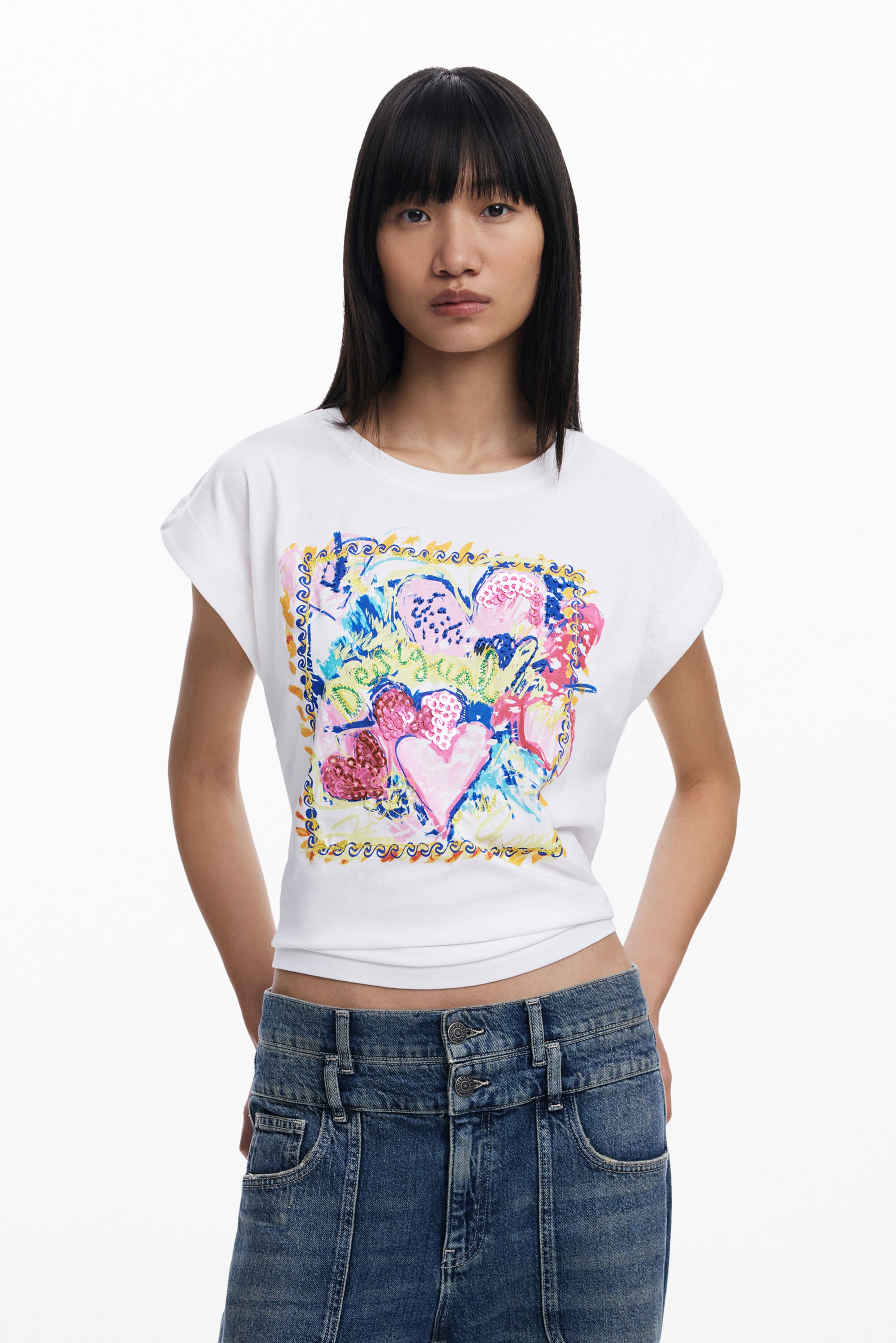 Desigual Art vierkant T-shirt - WHITE