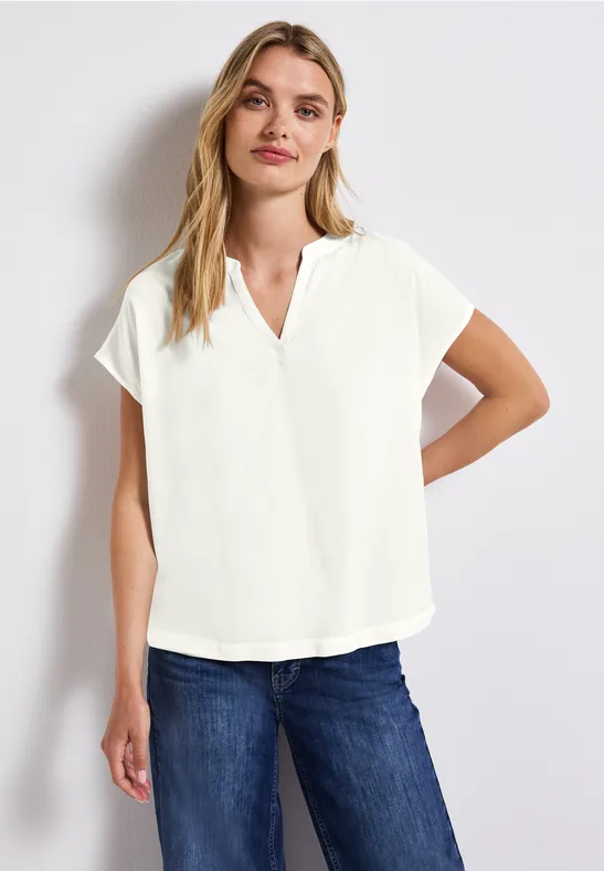 Street One Blouse met gespleten hals in effen kleur