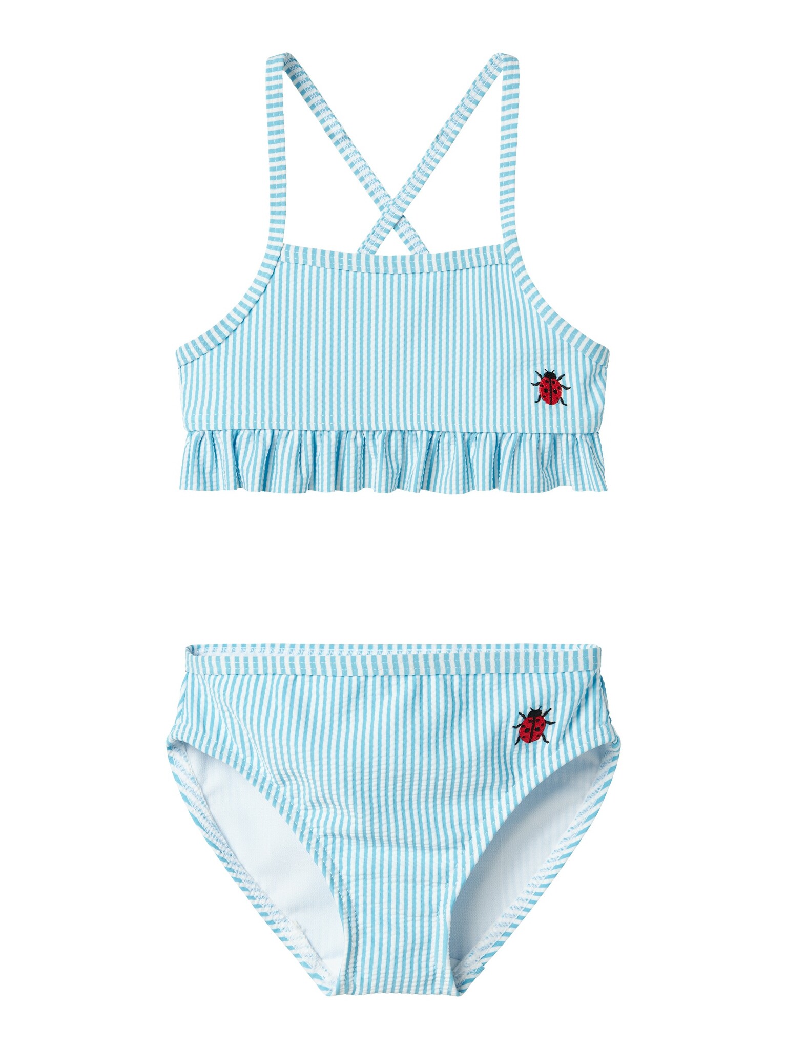 Name It Meisjes bikini set nmfzammer gestreept lieveheersbeestjes print lichtblauw