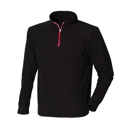 Finden & Hales Heren fleece top met 1/4 rits en lange mouwen S zwart/rood