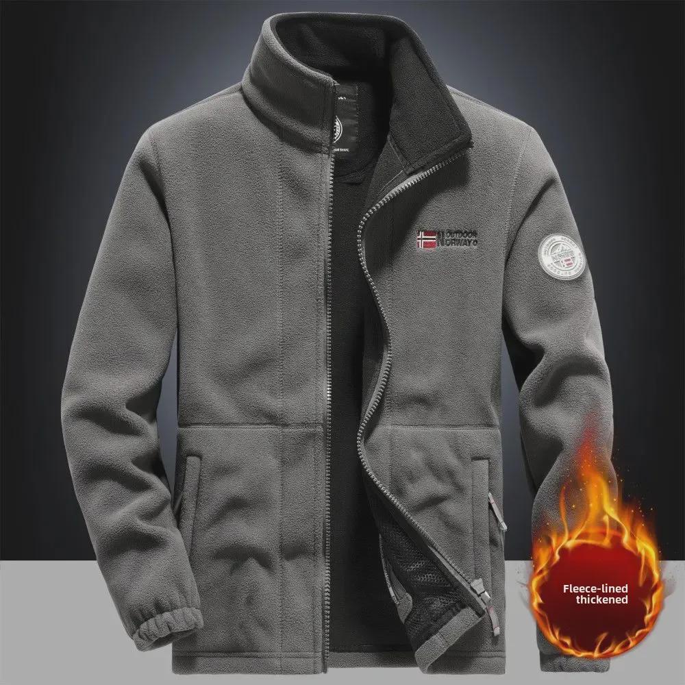 VantaGoods Heren Polar Fleece Jack: Dikke lamsvacht sweatshirt voor buitenactiviteiten in de lente, herfst en winter S 60-70 kg