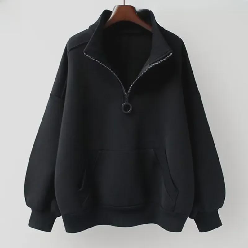 VantaGoods Trendy effenkleurig sweatshirt met rits en halfhoge col voor heren, met fluweel, lange mouwen, 2024. 3XL wit