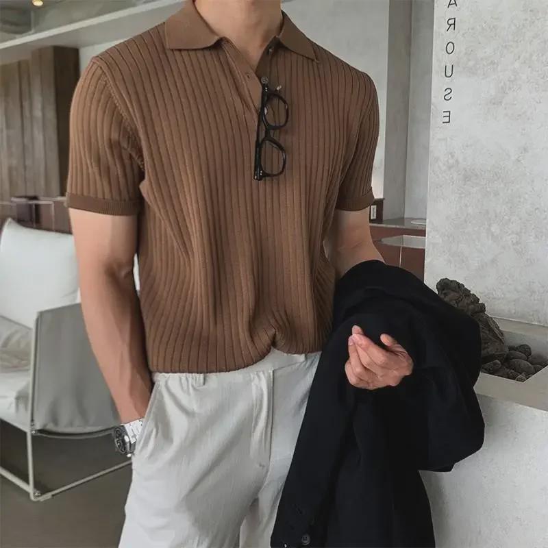 VantaGoods Heren polo met korte mouwen in Koreaanse stijl, slim fit: Lichtgewicht zomerbreisel met stijlvolle revers voor een trendy, volwassen look. XXXL