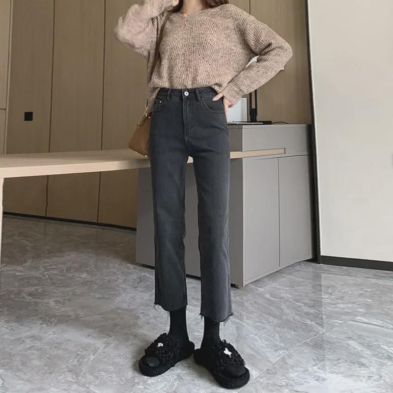 VantaGoods Dames High-Waist Slim Zwart & Grijs Cropped Cigarette Broek voor Herfst/Winter 27
