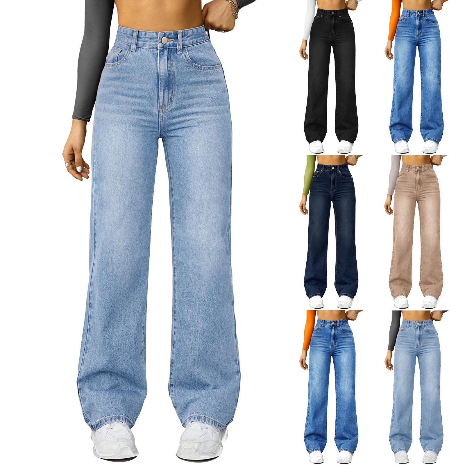 Eason Dames High Waist Washed Dames Jeans Modieuze Veelzijdige Rechte Broek XXL