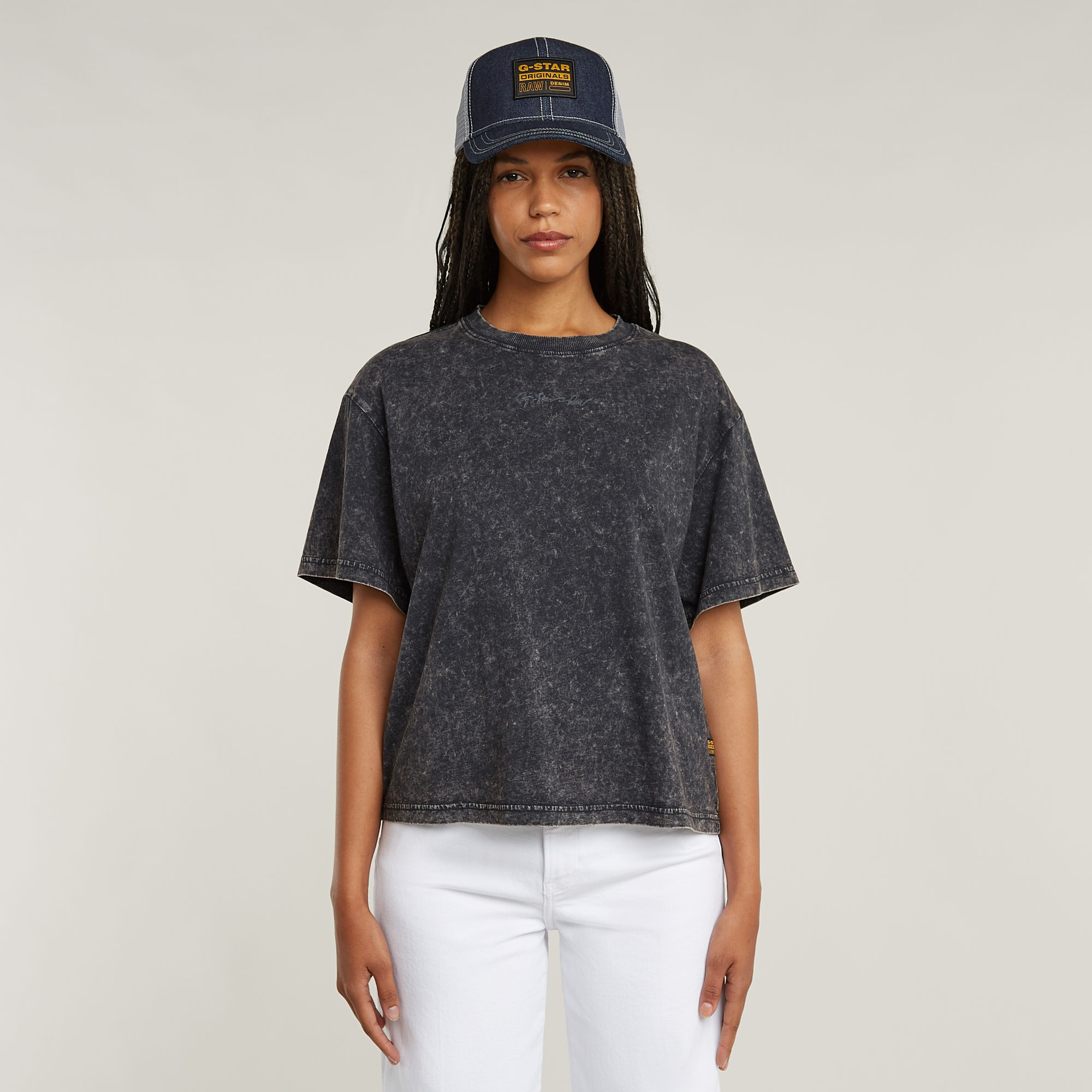 G-Star RAW Washed G-Script Ribbed T-shirt - Grijs - Dames