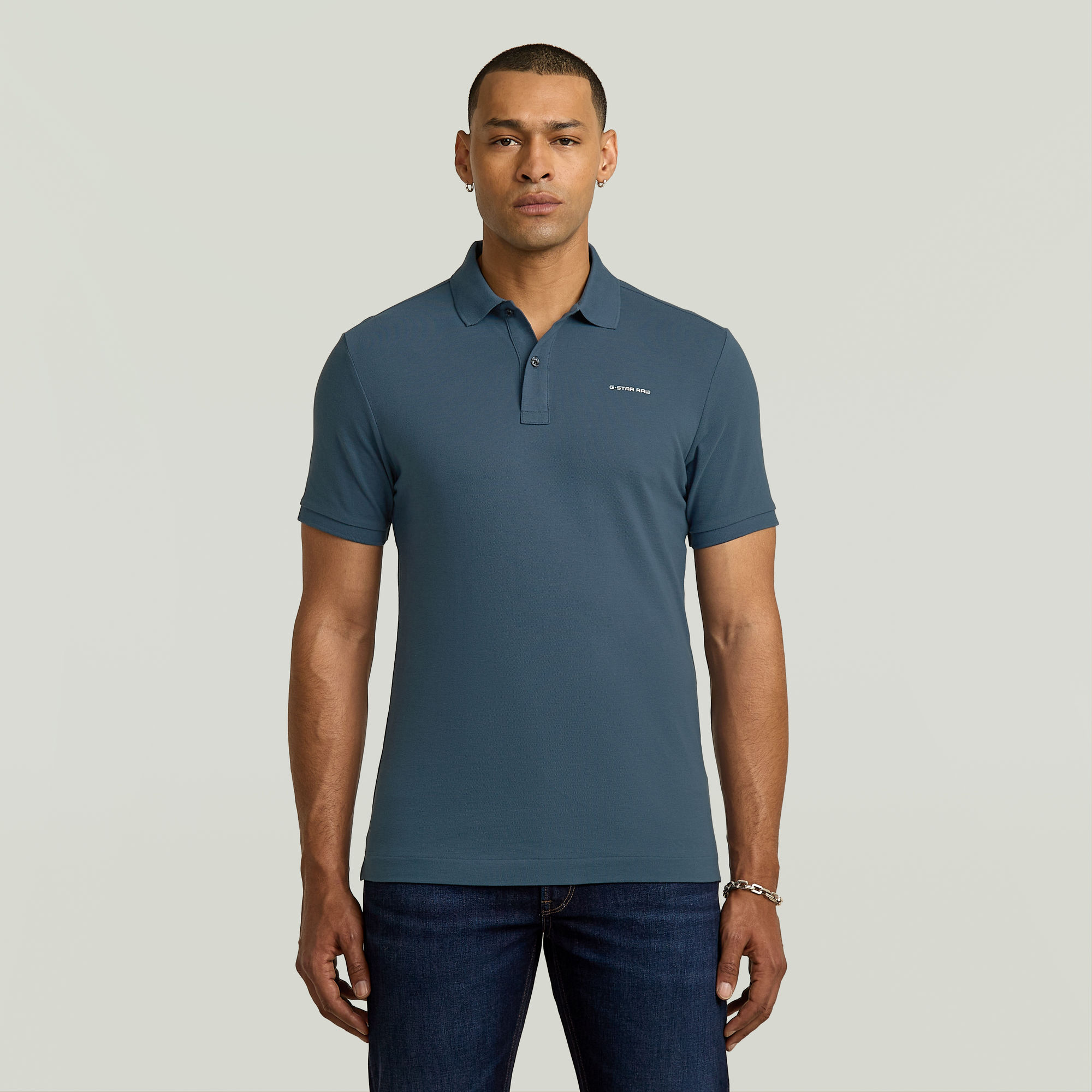 G-Star RAW Oluv Slim Polo - Midden blauw - Heren
