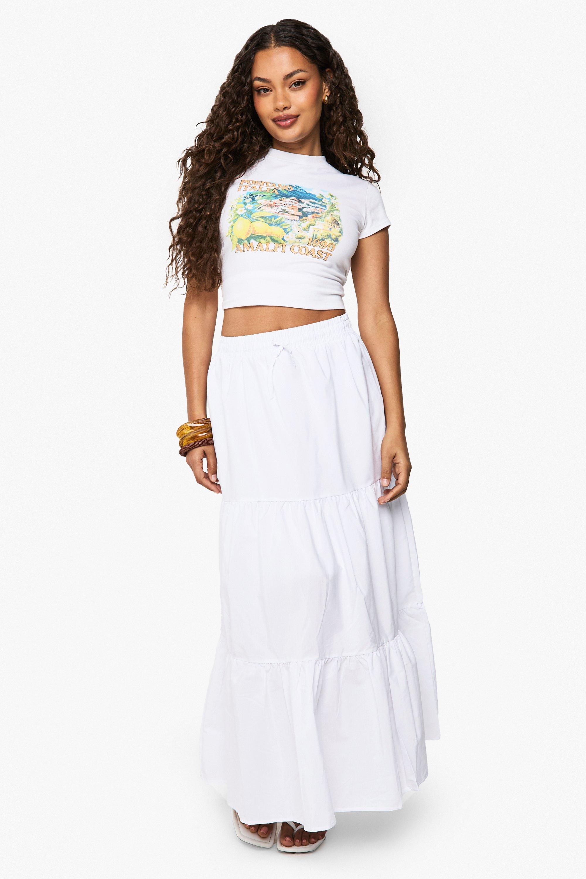 Boohoo Geweven Maxi Rok Met Panelen, White