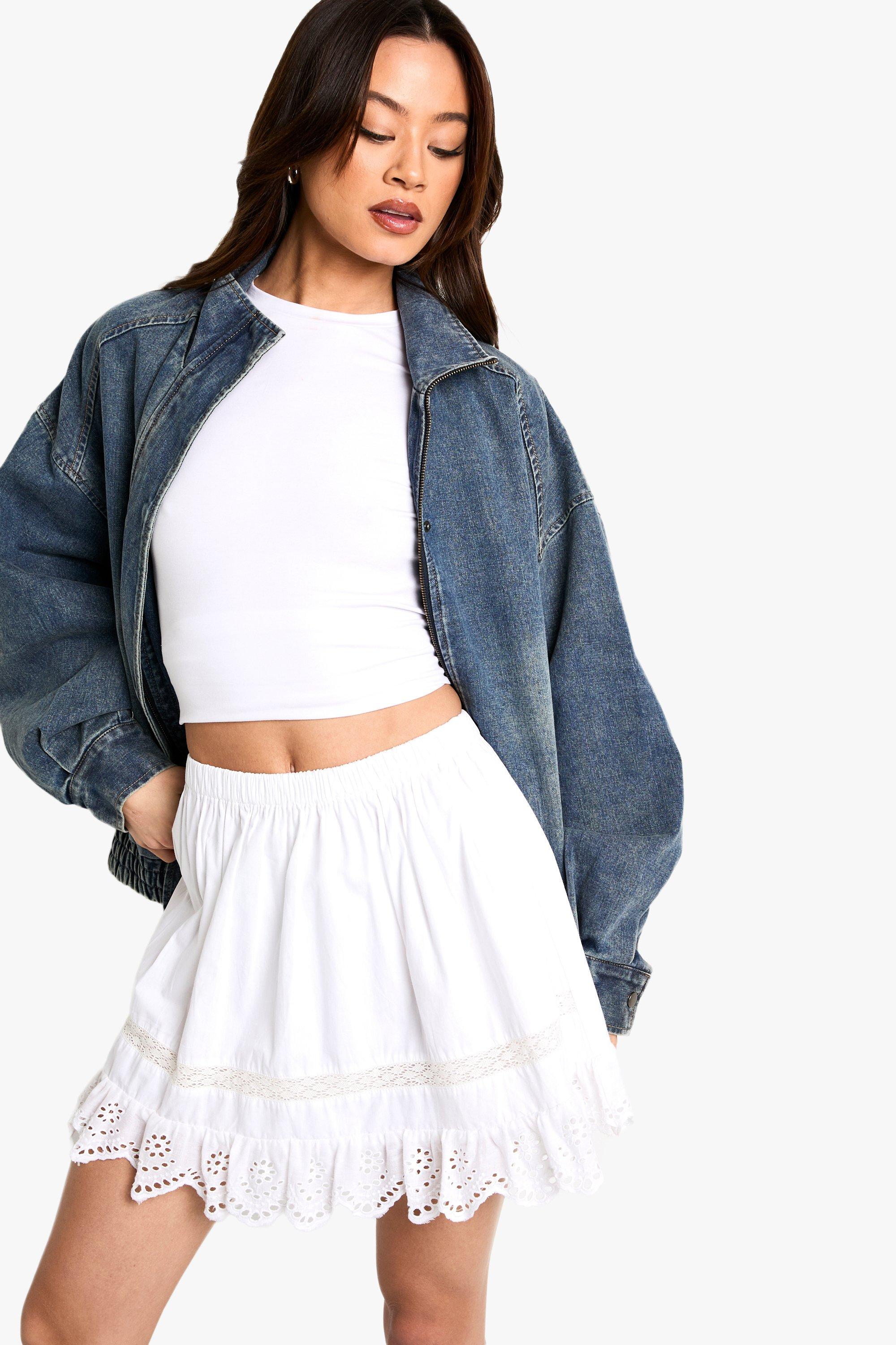 Boohoo Tall Rara Mini Rokje Met Franjes, White