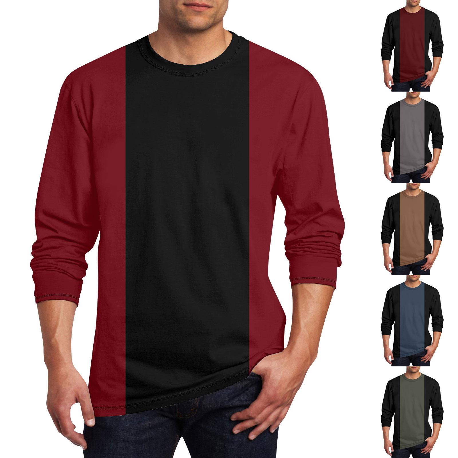 Linglong Heren T-shirt O-hals Kleding Kleding Buiten Lange Mouw Print Modeontwerper Vintage XXL