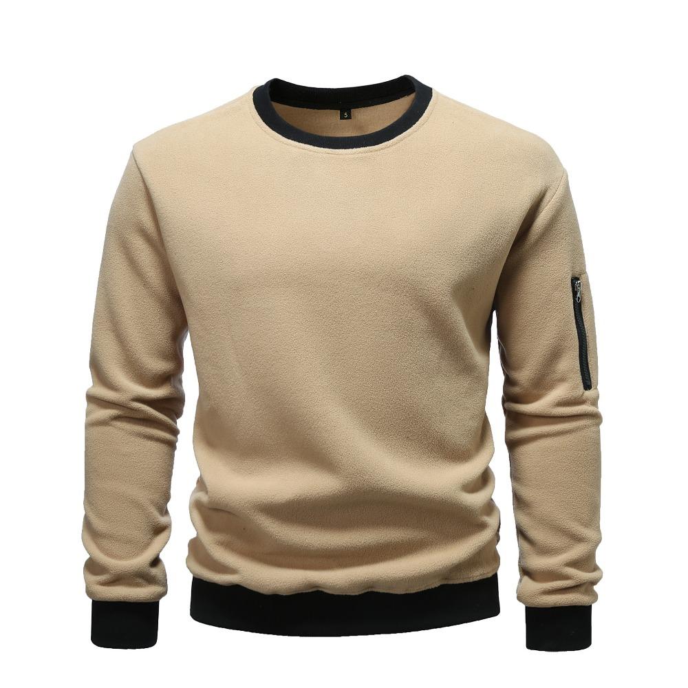 FEGKZLI Fashion 2024 Heren Fleece Winter Warm Stand Ronde Kraag Rits Jassen Buitensport Jassen Pullover Heren Casual Buitenkleding S lichtgrijze kleur