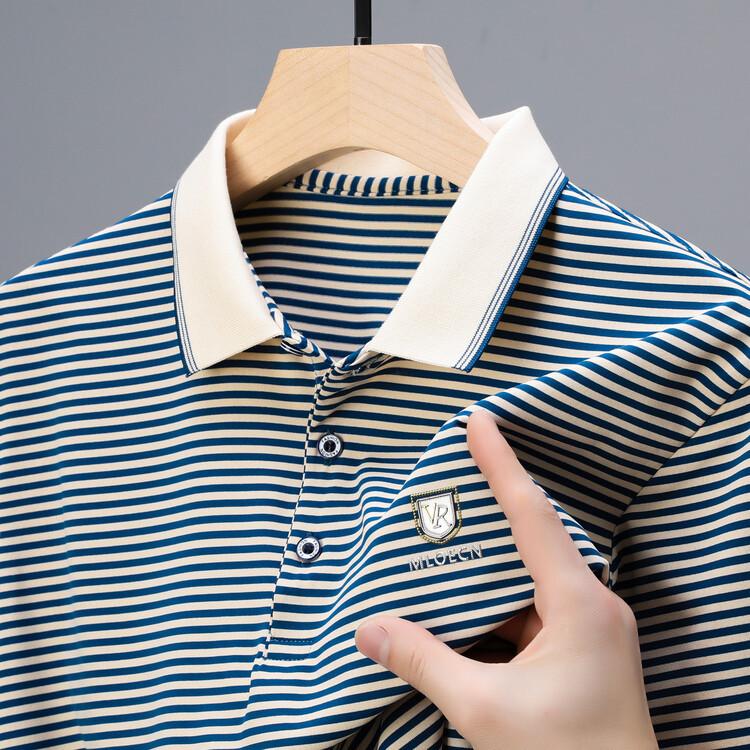 FEGKZLI Fashion Heren casual poloshirt gestreept zakelijk poloshirt zomer korte mouw t-shirt M rood