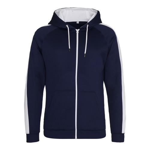 Awdis Just Hoods Mens Contrast Sports Polyester Full Zip Hoodie 3XL brandweerauto rode kleur/zwart
