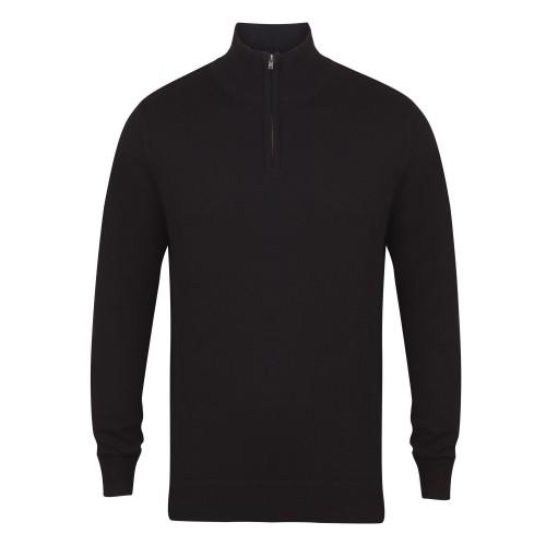 Henbury herentrui met 1/4 rits en lange mouwen XS zwart