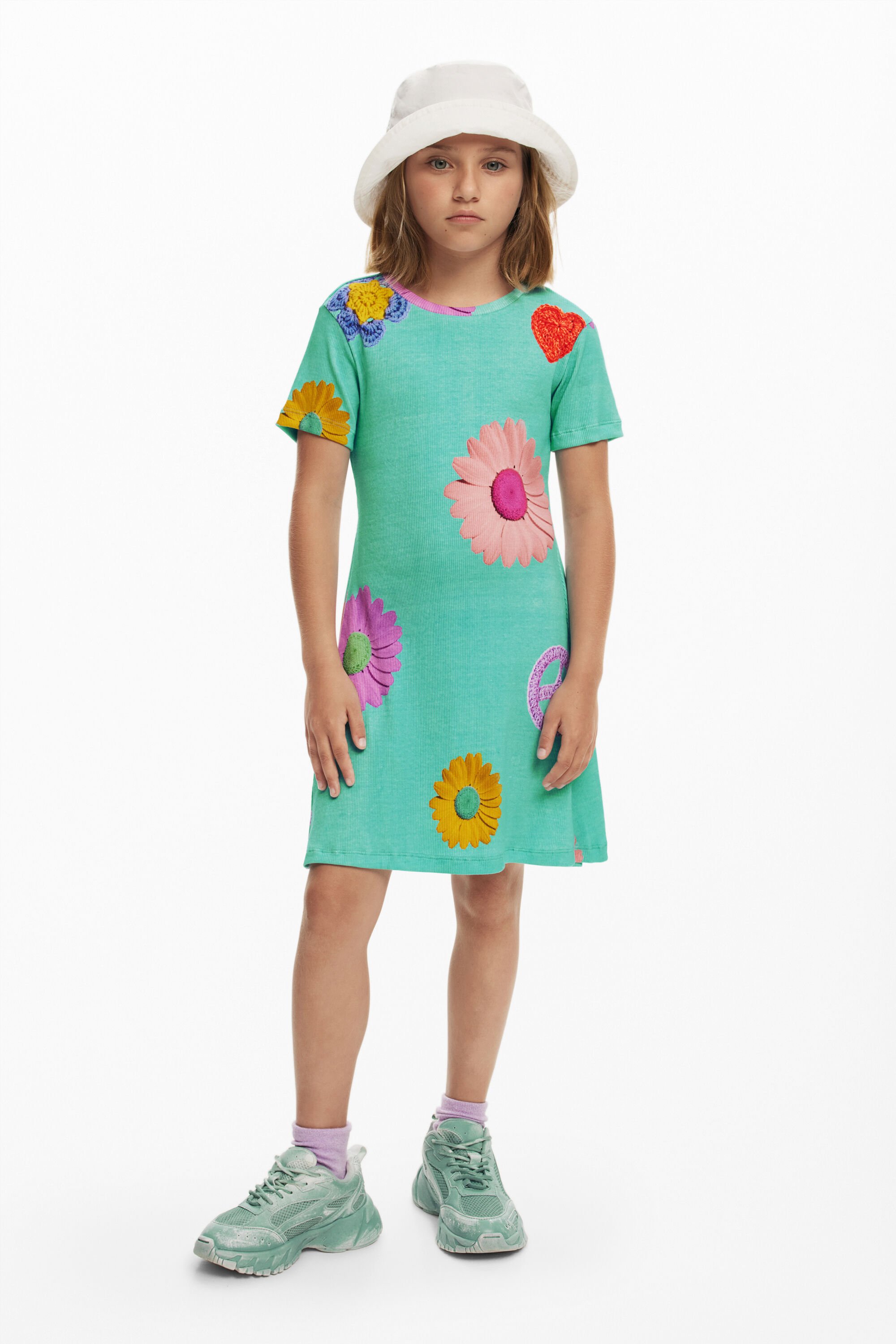 Desigual Kort bedrukte jurk - BLUE