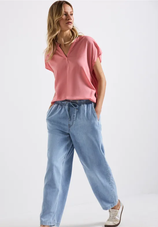 Street One Blouse met gespleten hals in effen kleur