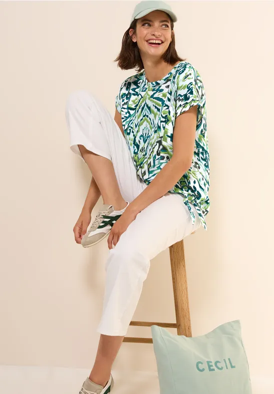 Cecil Gedessineerde blouse van linnenmix