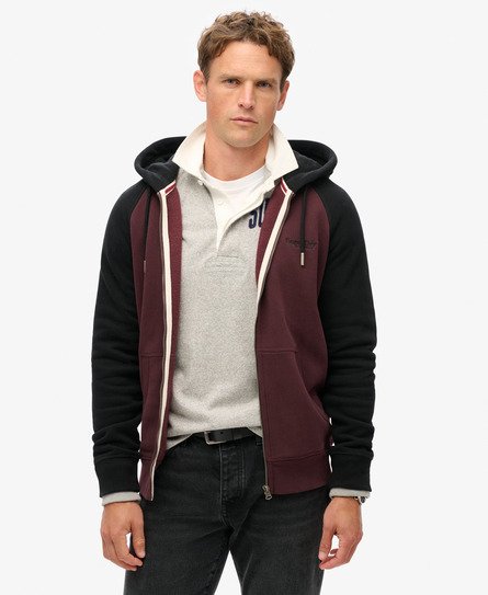 Superdry Mannen Essential Baseball-hoodie met Rits Zwart