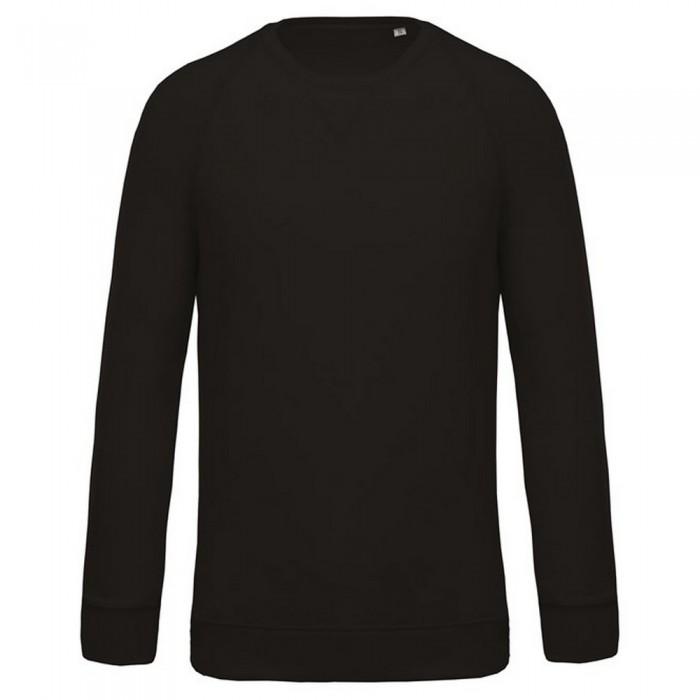 Kariban Raglan-sweatshirt van biologisch katoen voor heren met ronde hals M zwart