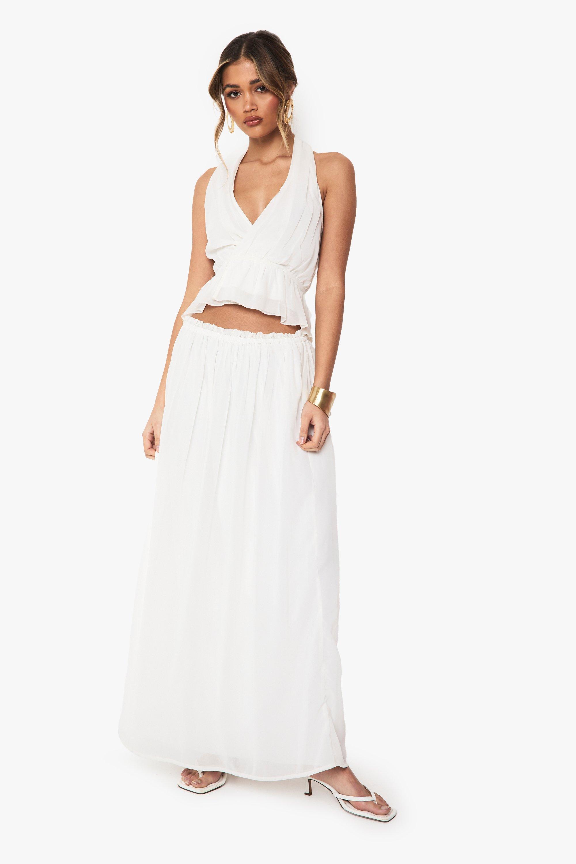 Boohoo Geplooide Vegen Maxi, Ivory