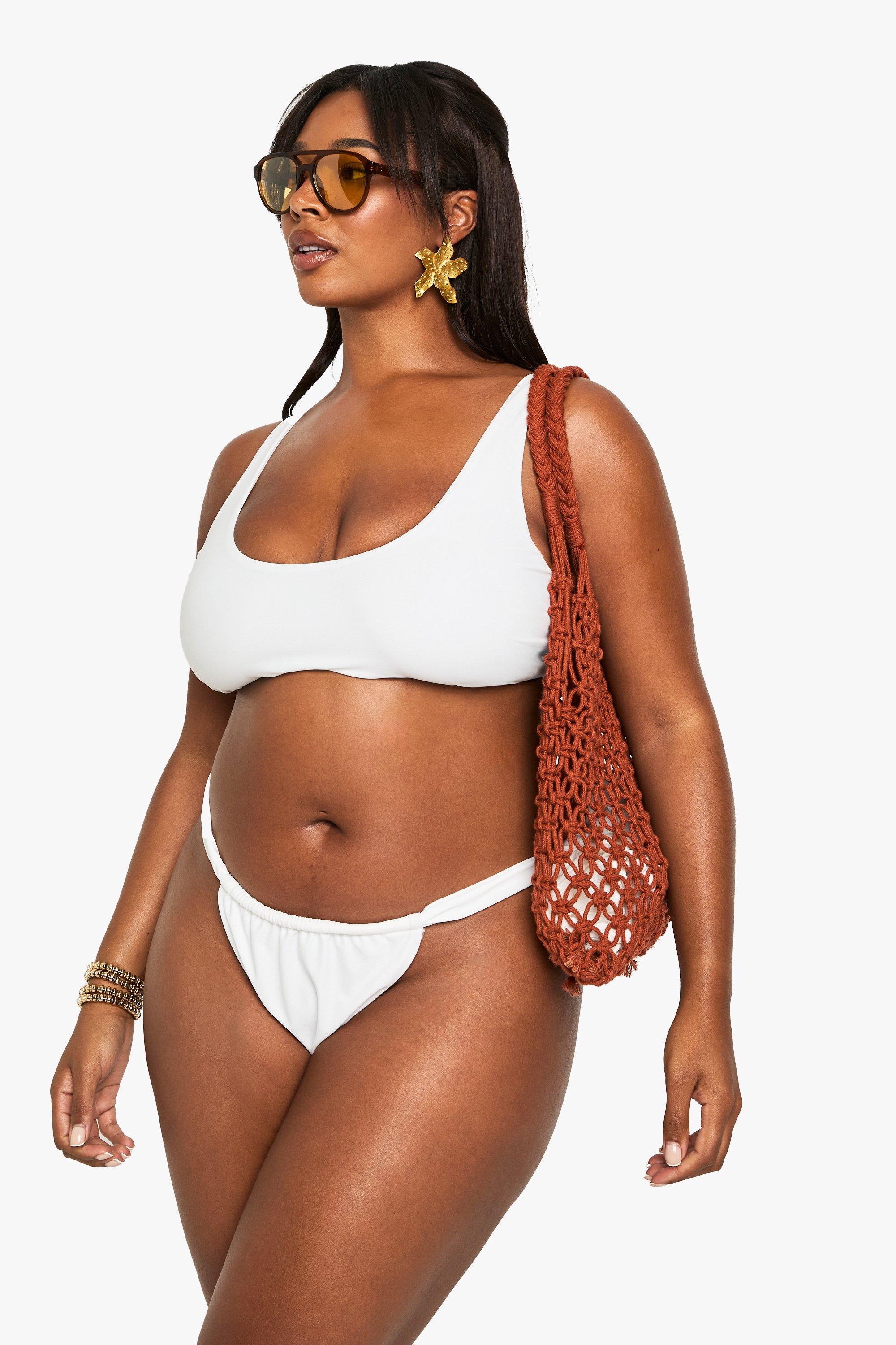Boohoo Plus Badmode Essentials Tanga Bikini Broekje, White
