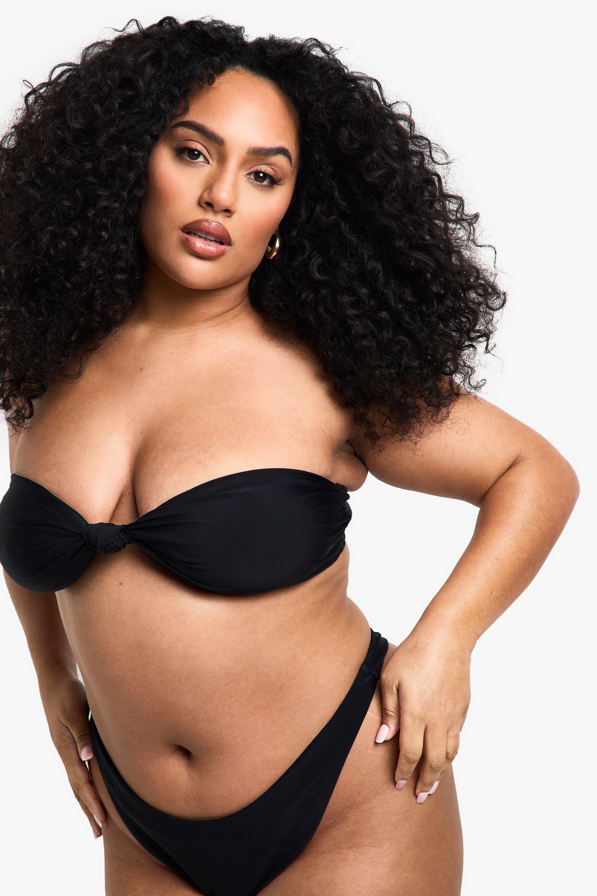 Boohoo Plus Strapless Badmode Essentials Bikini Top, Black