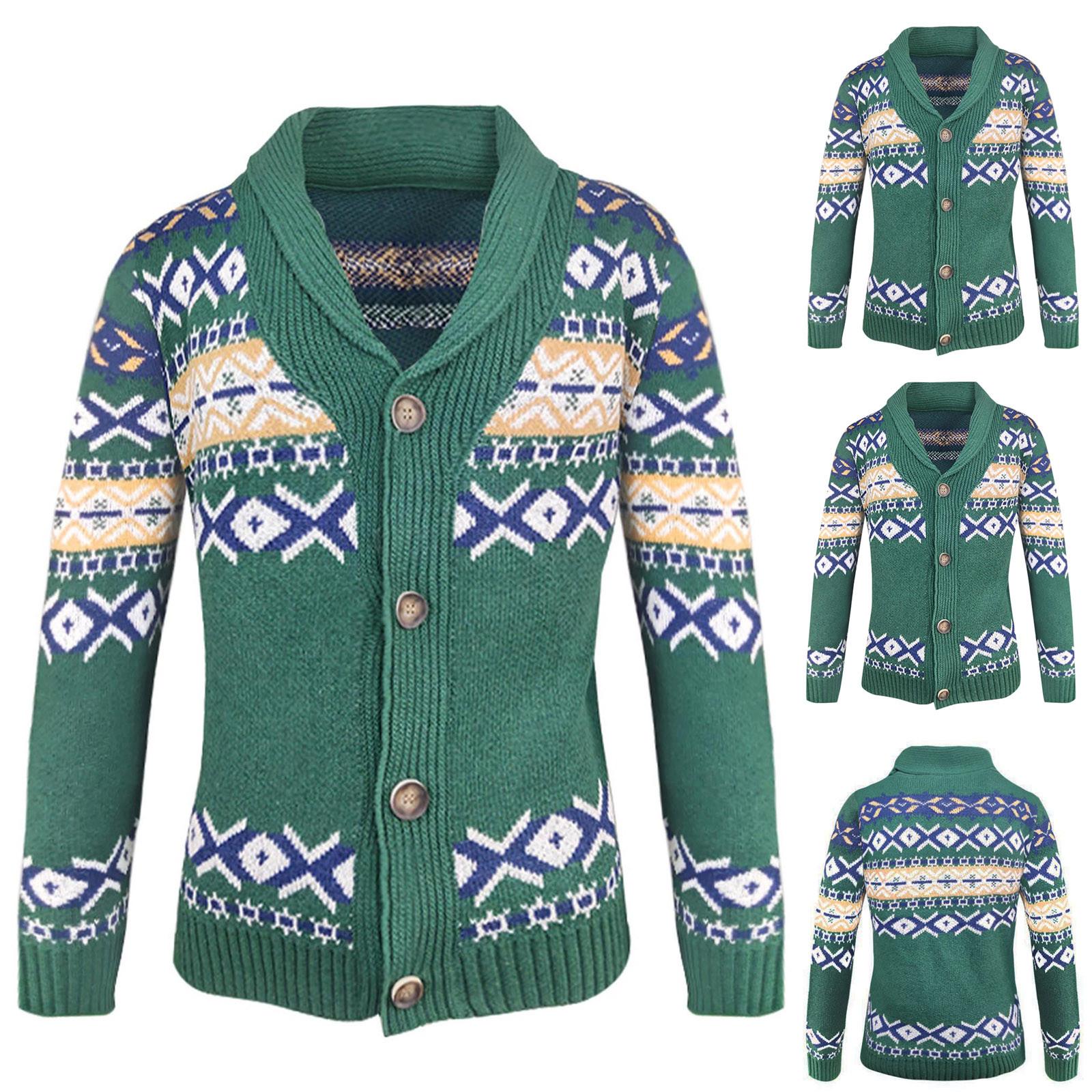 Zhengfuzhihai Mode revers casual vest jas lange mouw slanke gebreide trui XXL groen