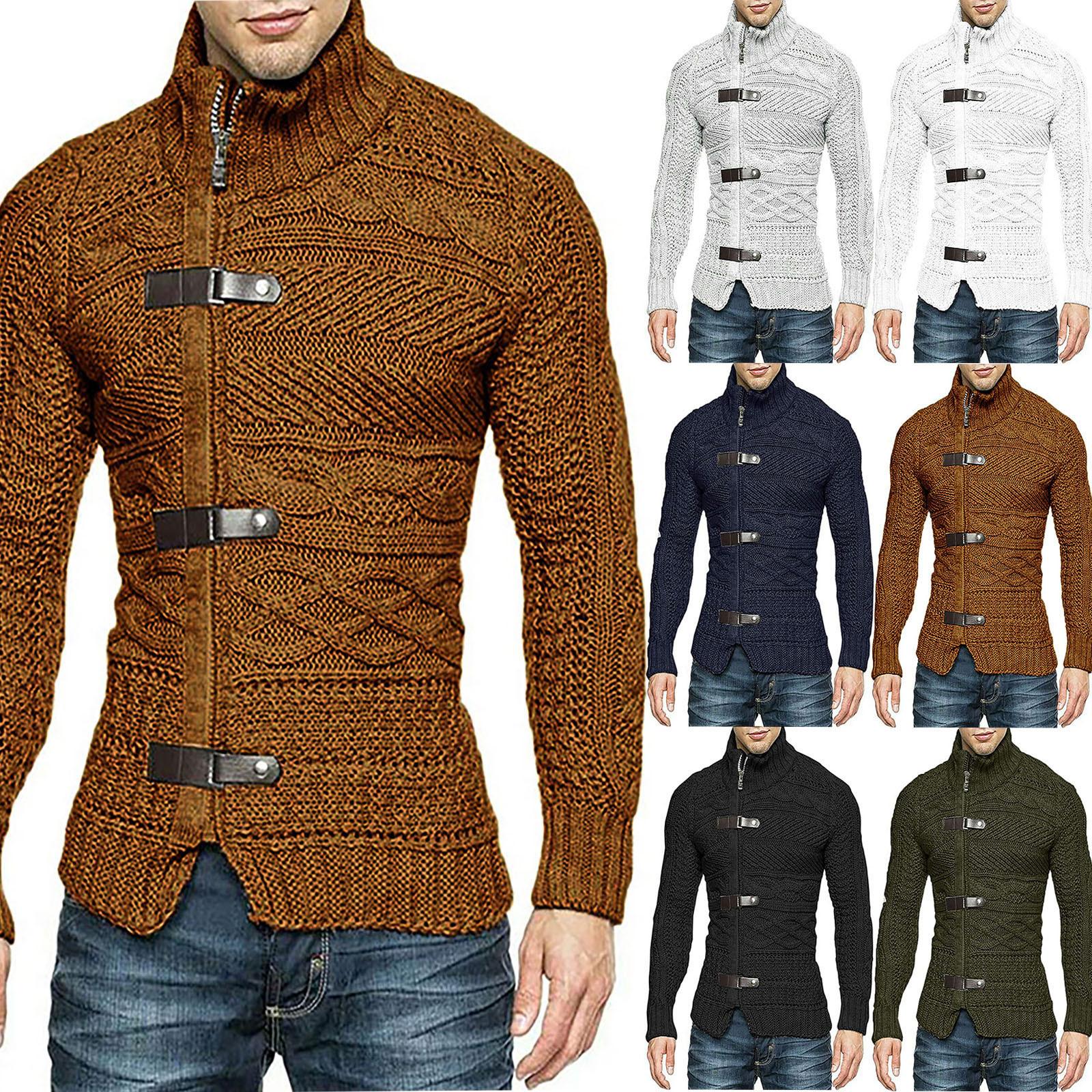 Ren Bag Heren herfst winter trui gebreide warme trui choker trui blouse top gebreide vest jas XL beige