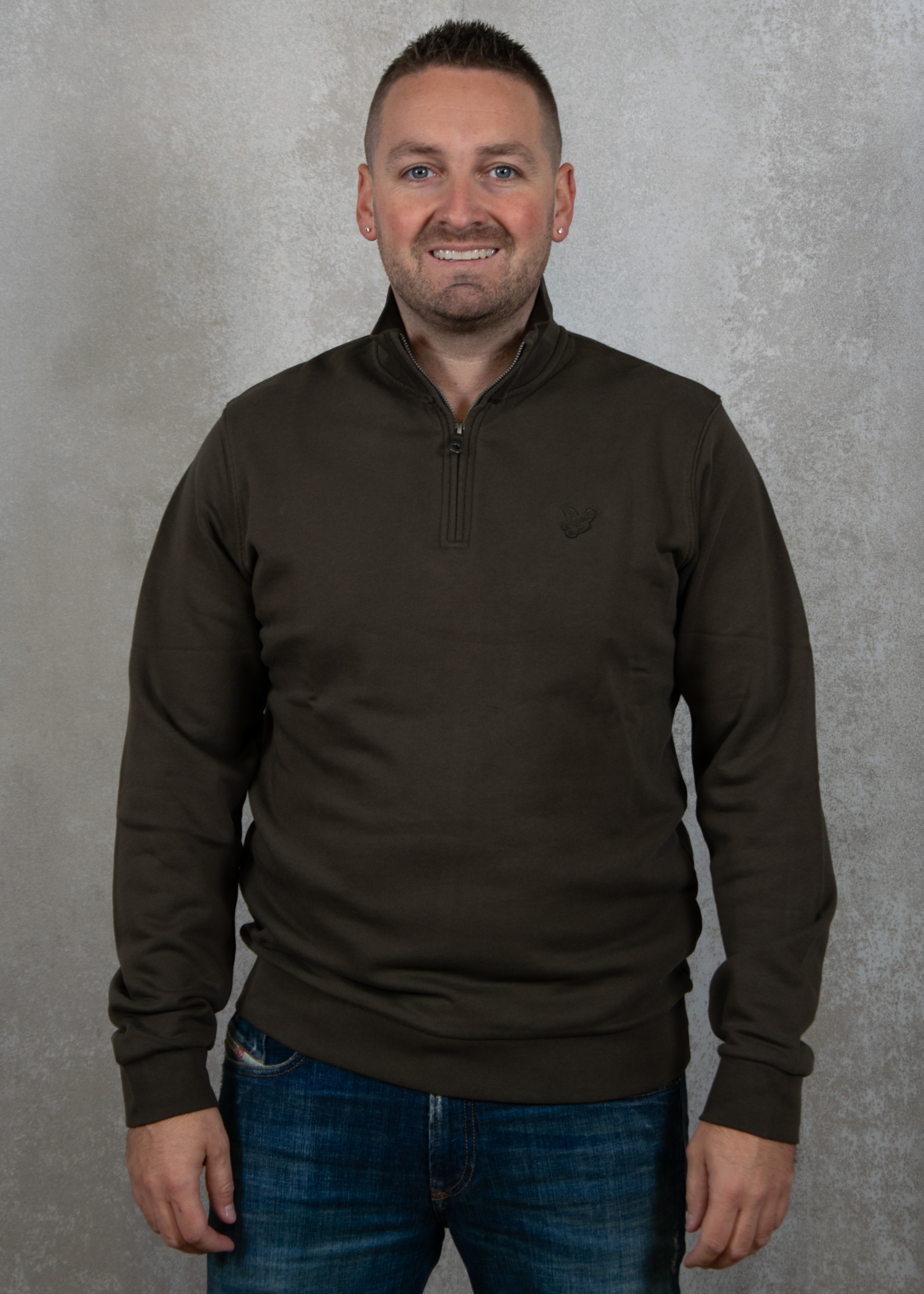 Lyle and Scott Tonal eagle quater zip sweat