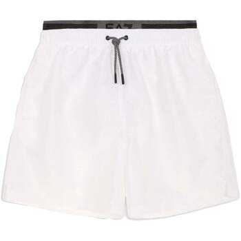 Ea7 Emporio Armani Zwembroek  Double Waistband Swim Shorts White