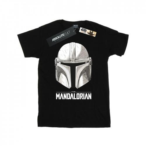 Star Wars Boys The Mandalorian Helmet Logo T-Shirt 12-13 zwart